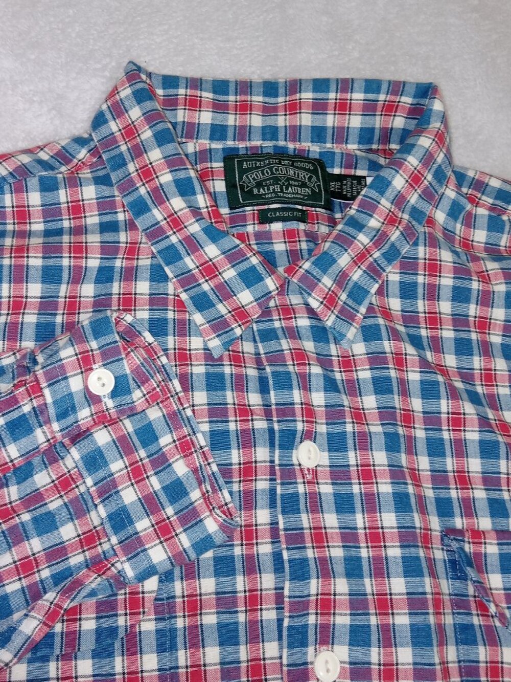 Ralph Lauren Polo Country Flannel Shirt Mens XXL Plaid Cotton Collar Loop EUC
